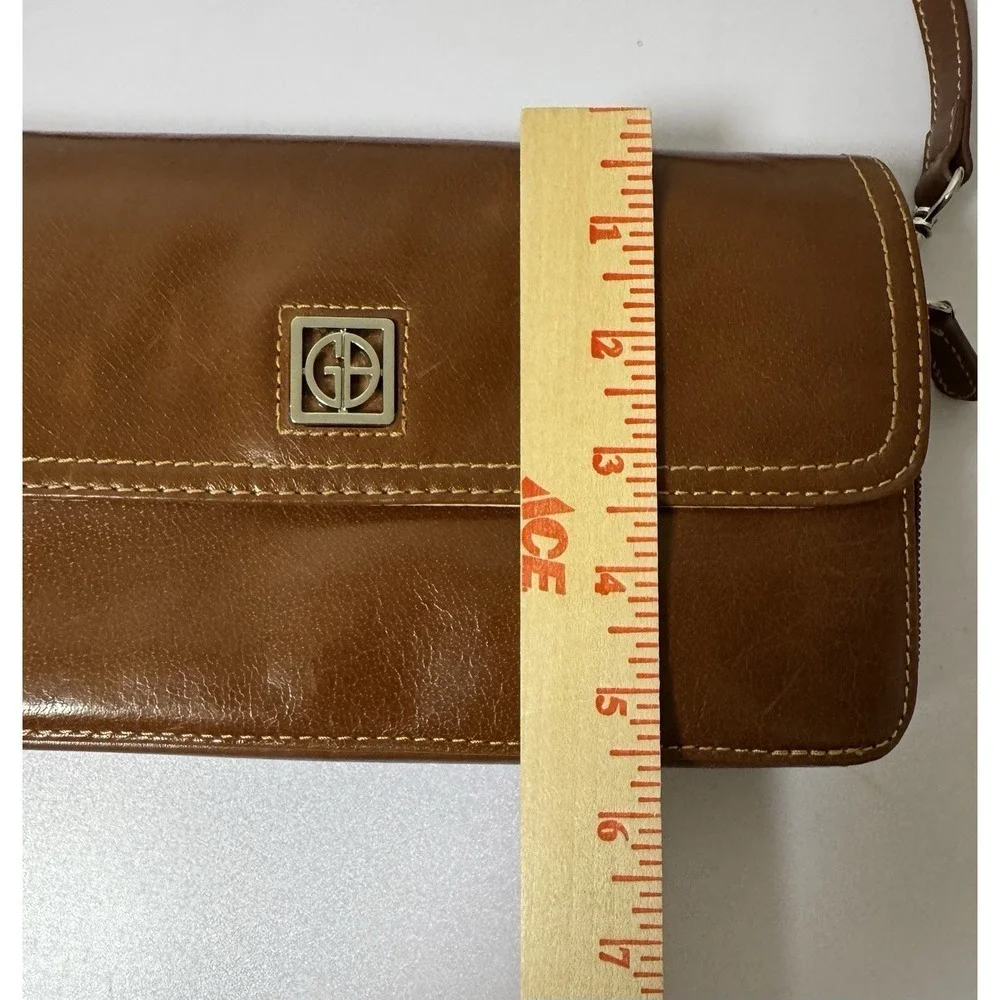 90's GIANI BERNINI‎ Genuine Leather Brown Shoulder Purse/Organizer